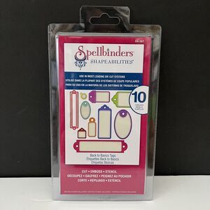 New Spellbinders Shapeabilities Back To Basics Tags 10 Die Template S4-367